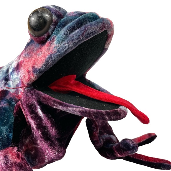 Vintage Y2K TyeDye Tree Frog Purple Blue Funky Hand Puppet Sunny Puppets 2003 Lg - Picture 8 of 11